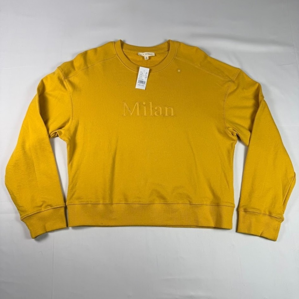 NWT L.A. Hearts Sweatshirt Womens Medium Mustard Yellow Milan Embroidered Terry